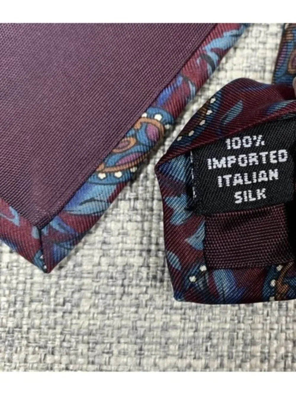 Kuppenheimer Mens Neck Tie Maroon Circle & Leaf Pattern 100% Italian Silk